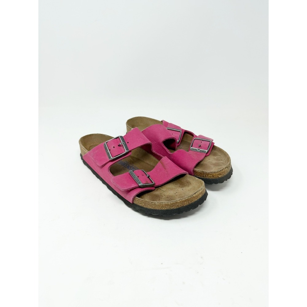 Birkenstock Arizona Double Strap Slide Sandals Classic Comfort Suede Pink Sz 40